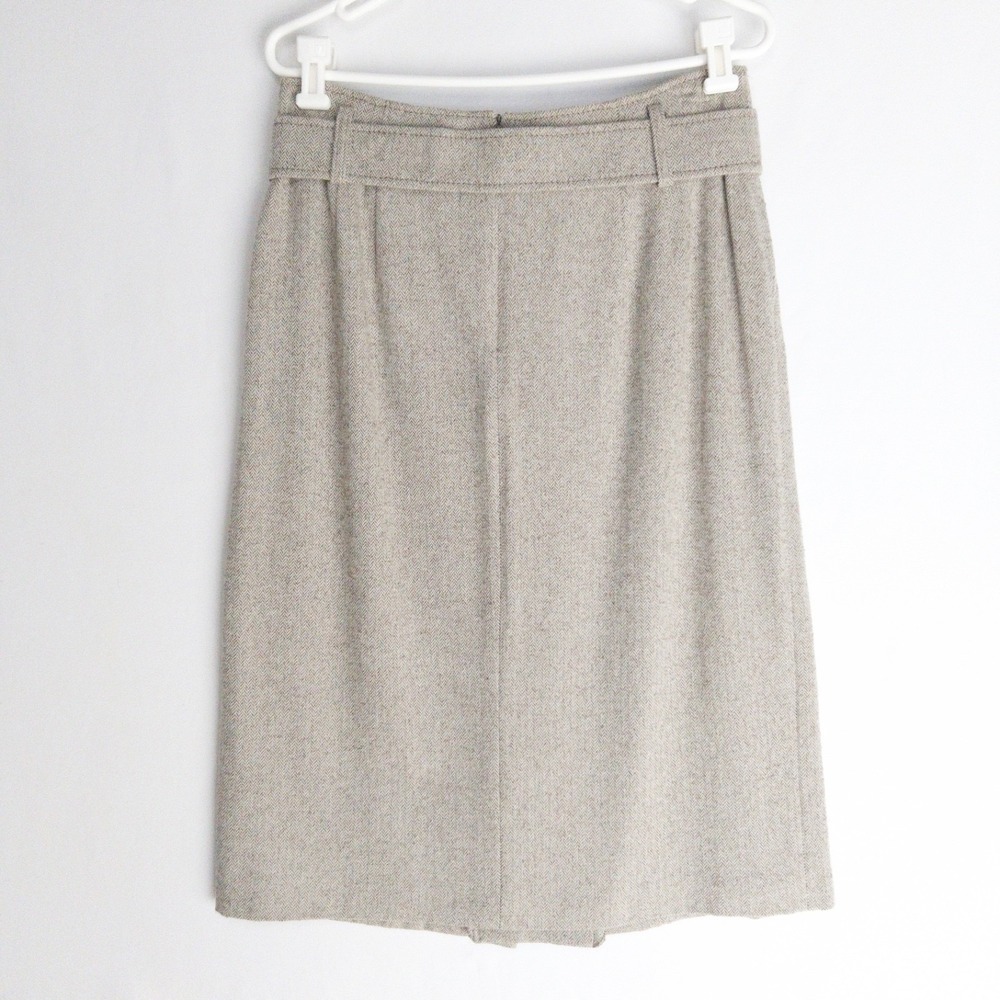 Vintage Marcona Wool Herringbone CBK Belted Pleated Euro Skirt Women 12 NWT $165 - Picture 13 of 16